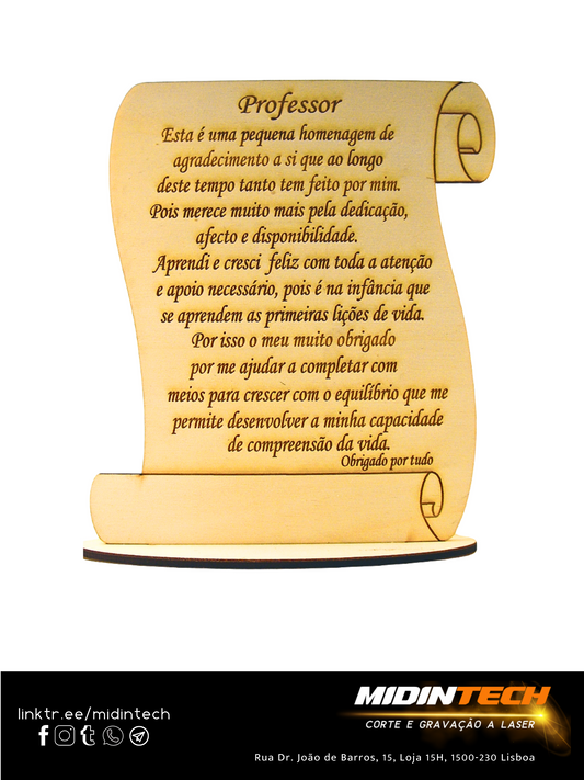 1001 | Placa Alusiva Grande #professor-1 pergaminho