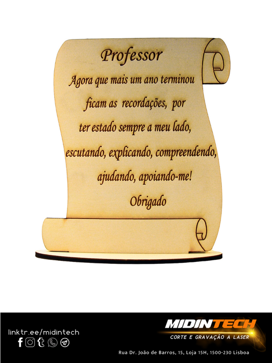 1001 | Placa Alusiva Grande #professor-2 pergaminho